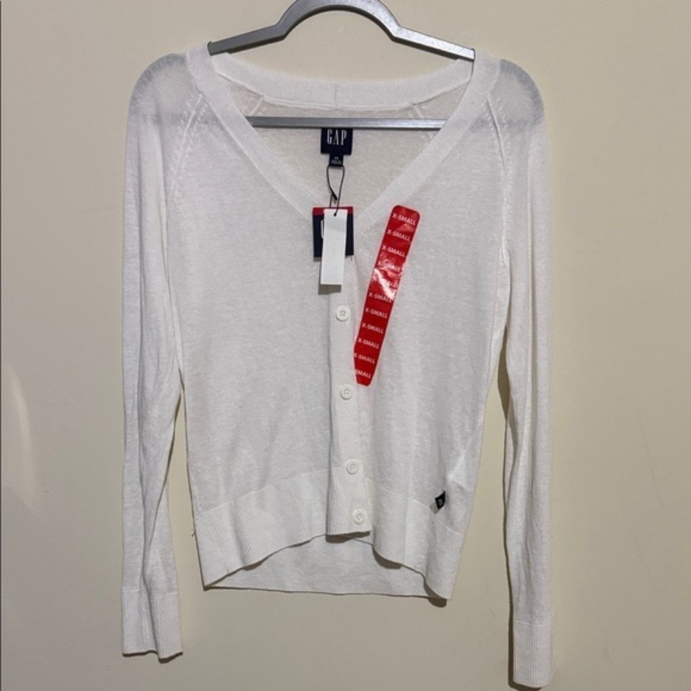 GAP Women's White Button Down Sweater